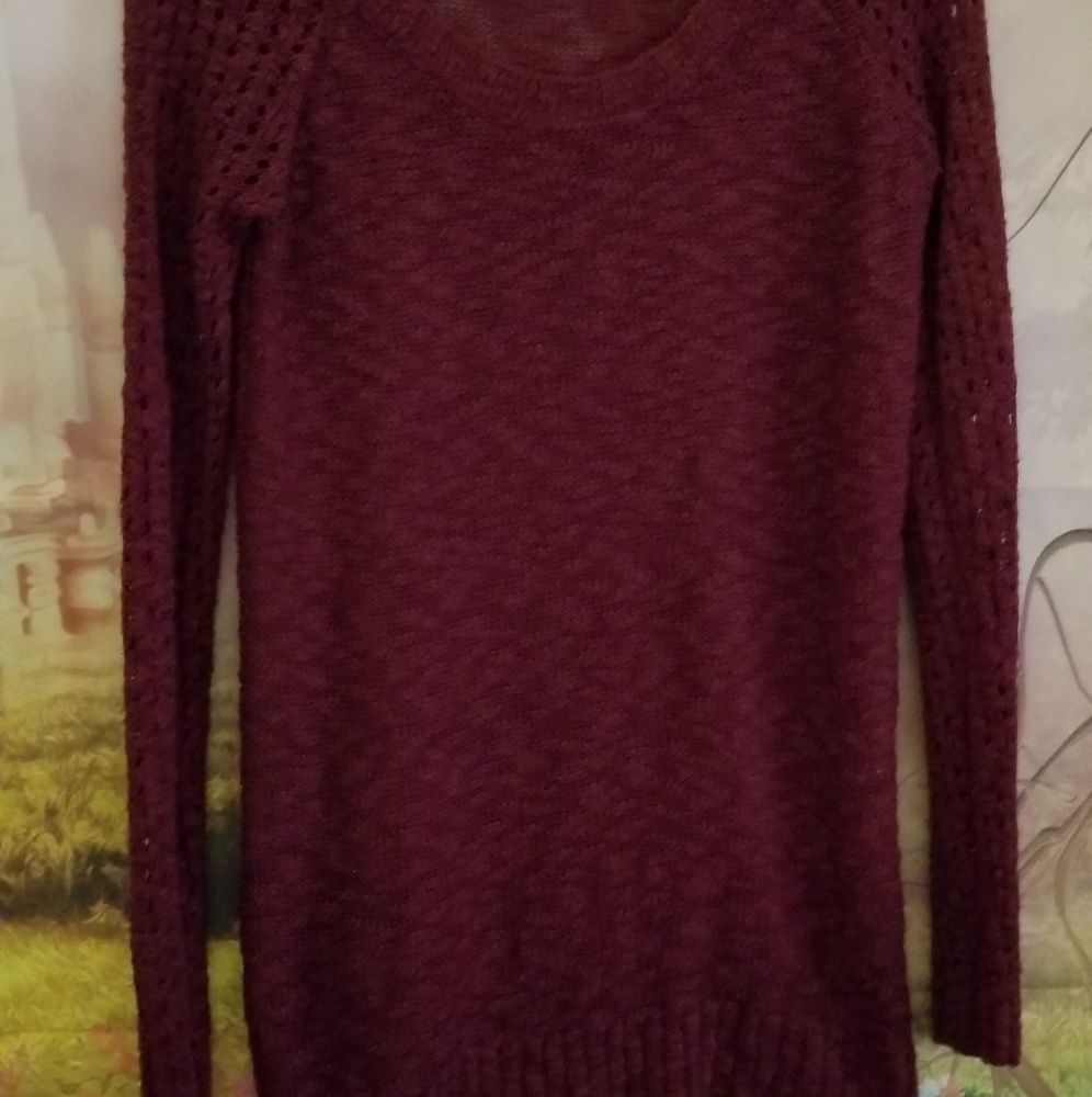Charlotte Russe Maroon  Long Sleeves Sweater - Picture 4 of 7